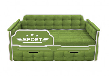 Кровать 170 серии Спорт 2 ящика 76 Зелёный (мягкие боковые накладки) в Убинском - ubinskoe.mebel54.com | фото