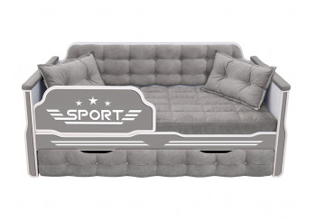 Кровать 190 серии Спорт 1 ящик 45 Серый (подушки) в Убинском - ubinskoe.mebel54.com | фото