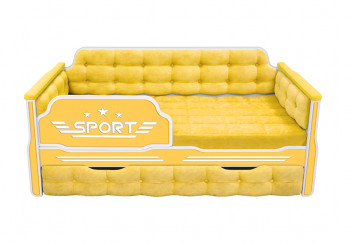 Кровать 190 серии Спорт 1 ящик 74 Жёлтый (мягкие боковые накладки) в Убинском - ubinskoe.mebel54.com | фото