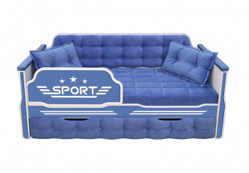 Кровать 190 серии Спорт 1 ящик 85 Синий (подушки) в Убинском - ubinskoe.mebel54.com | фото
