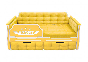 Кровать 190 серии Спорт 2 ящика 74 Жёлтый (мягкие боковые накладки) в Убинском - ubinskoe.mebel54.com | фото
