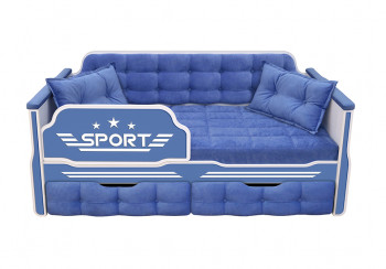Кровать 190 серии Спорт 2 ящика 85 Синий (подушки) в Убинском - ubinskoe.mebel54.com | фото