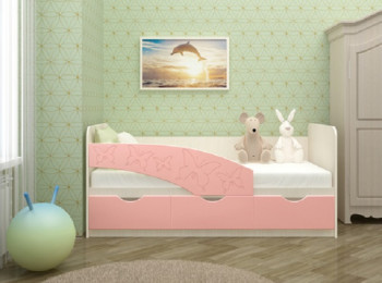 Кровать Бабочки 1,6м (Розовый металлик) в Убинском - ubinskoe.mebel54.com | фото