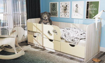 Кровать детская Минима Лего 1,86м с ящиками (дуб атланта/крем) в Убинском - ubinskoe.mebel54.com | фото