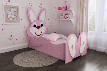Кровать детская Зайка 1.6 Розовый/Белый в Убинском - ubinskoe.mebel54.com | фото