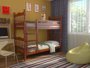 Кровать двухъярусная Соня из массива сосны 800*1890 Орех в Убинском - ubinskoe.mebel54.com | фото