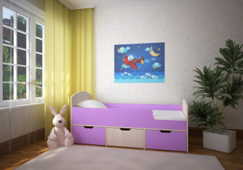 Кровать Малыш-мини Дуб молочный/Ирис в Убинском - ubinskoe.mebel54.com | фото