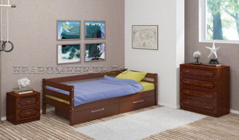 Кровать одинарная ГЛОРИЯ из массива сосны  900*2000 (Орех) в Убинском - ubinskoe.mebel54.com | фото