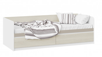 Кровать «Сканди» с 2 ящиками Дуб Гарден/Белый/Глиняный серый в Убинском - ubinskoe.mebel54.com | фото