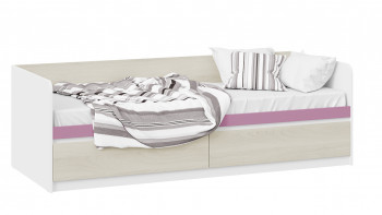 Кровать «Сканди» с 2 ящиками Дуб Гарден/Белый/Лиловый в Убинском - ubinskoe.mebel54.com | фото