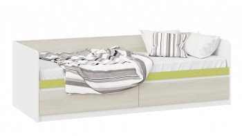 Кровать «Сканди» с 2 ящиками Дуб Гарден/Белый/Зеленый в Убинском - ubinskoe.mebel54.com | фото