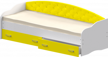 Кровать Софа-8 с мягкой спинкой (900х1900) Белый/Желтый в Убинском - ubinskoe.mebel54.com | фото