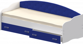 Кровать Софа-8 с мягкой спинкой (900х2000) Белый/Синий в Убинском - ubinskoe.mebel54.com | фото