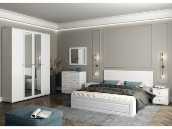 Модульная спальня Барселона (Белый/Белый глянец) в Убинском - ubinskoe.mebel54.com | фото