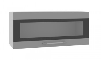 Норд ШВГС 800 Шкаф верхний горизонтальный со стеклом (Софт черный/корпус Белый) в Убинском - ubinskoe.mebel54.com | фото