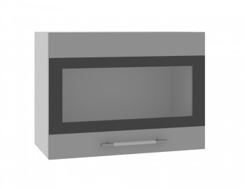 Ройс ВПГСФ 600 Шкаф верхний горизонтальный со стеклом с фотопечатью высокий (Графит софт/корпус Серый) в Убинском - ubinskoe.mebel54.com | фото