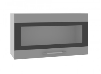 Ройс ВПГСФ 800 Шкаф верхний горизонтальный со стеклом с фотопечатью высокий (Графит софт/корпус Серый) в Убинском - ubinskoe.mebel54.com | фото