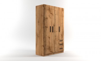 Шкаф 3-х створчатый с ящиками Шервуд (Дуб Вотан) в Убинском - ubinskoe.mebel54.com | фото