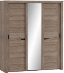 Шкаф трехдверный Соренто с раздвижными дверями Дуб стирлинг/Кофе структурный матовый в Убинском - ubinskoe.mebel54.com | фото